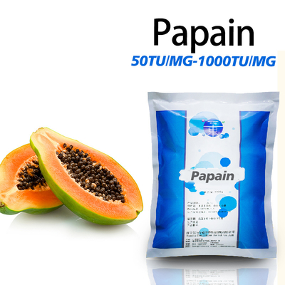 Papain Protease 300USP-6000USP Bubuk Seperti Sepenuhnya Larut Dalam Air Tingkat Farmasi yang Disesuaikan