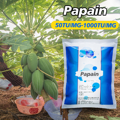 Nhiệt độ tối ưu 50-55 C Papain protease 300USP-6000USP Thông số kỹ thuật hoạt động enzyme tùy chỉnh